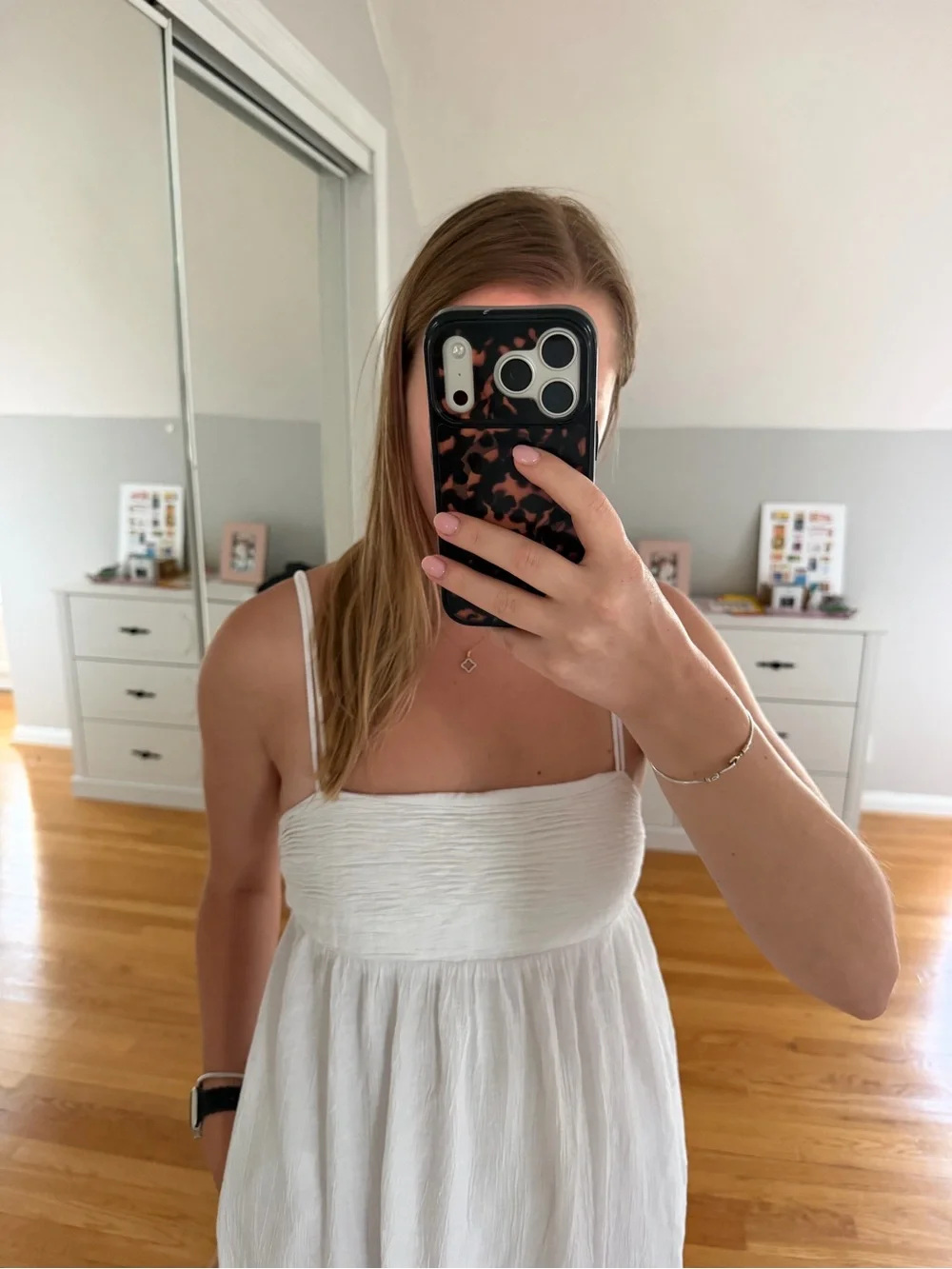 Abercrombie & Fitch White Maxi Dress with Spaghetti Straps & Pockets